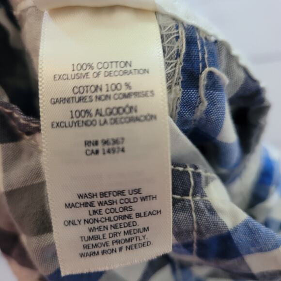 Oshkosh B'Gosh	 Size 12m Classic Plaid Blue and White Shortall Overalls - Picture 6 of 6